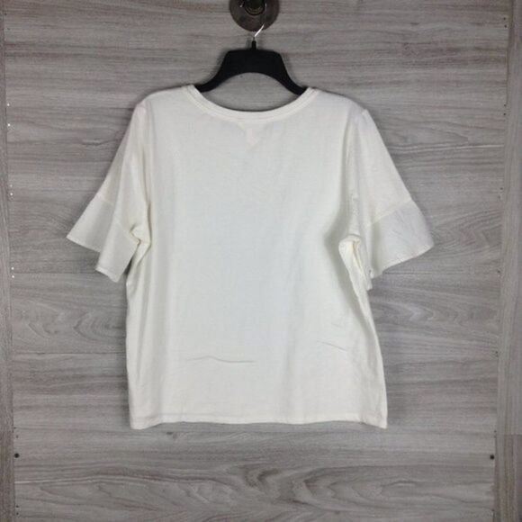 1901 Flutter Sleeve Stretch Cotton Top - Picture 4 of 7